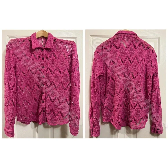 Free People NWOT Until Sundown Lace Button Down Shirt S - Picture 4 of 15